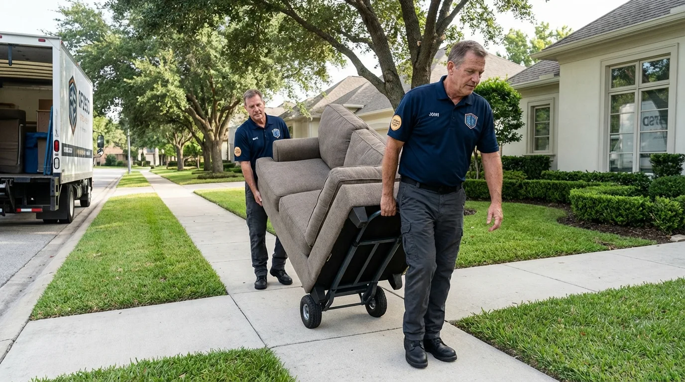 Local residential moving crew loading furniture in Mound City, MO